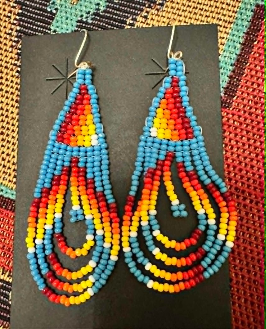 Sterling Silver Beaded Dangle Earrings by Shirley Abata - Native American Jewelry Shirley Abata