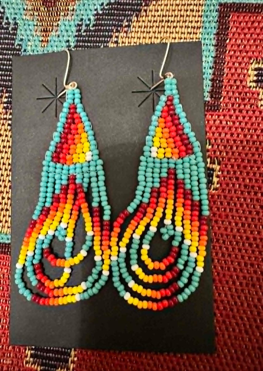 Sterling Silver Beaded Dangle Earrings by Shirley Abata - Native American Jewelry Shirley Abata