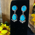 Sterling Silver Blue Gem Dangle Earrings by LaRose Ganadonegro - Native American Jewelry LaRose Ganadonegro