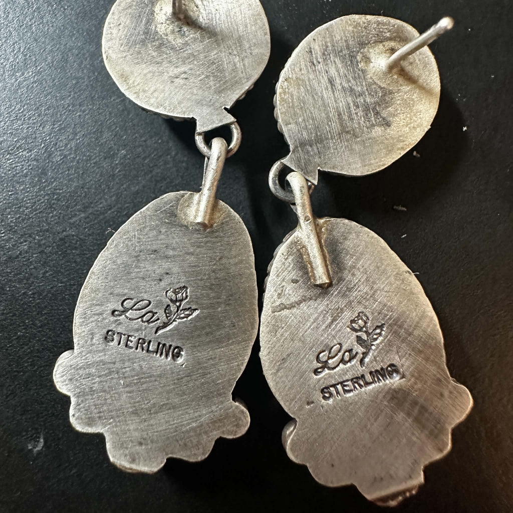 Sterling Silver Blue Gem Dangle Earrings by LaRose Ganadonegro - Native American Jewelry LaRose Ganadonegro