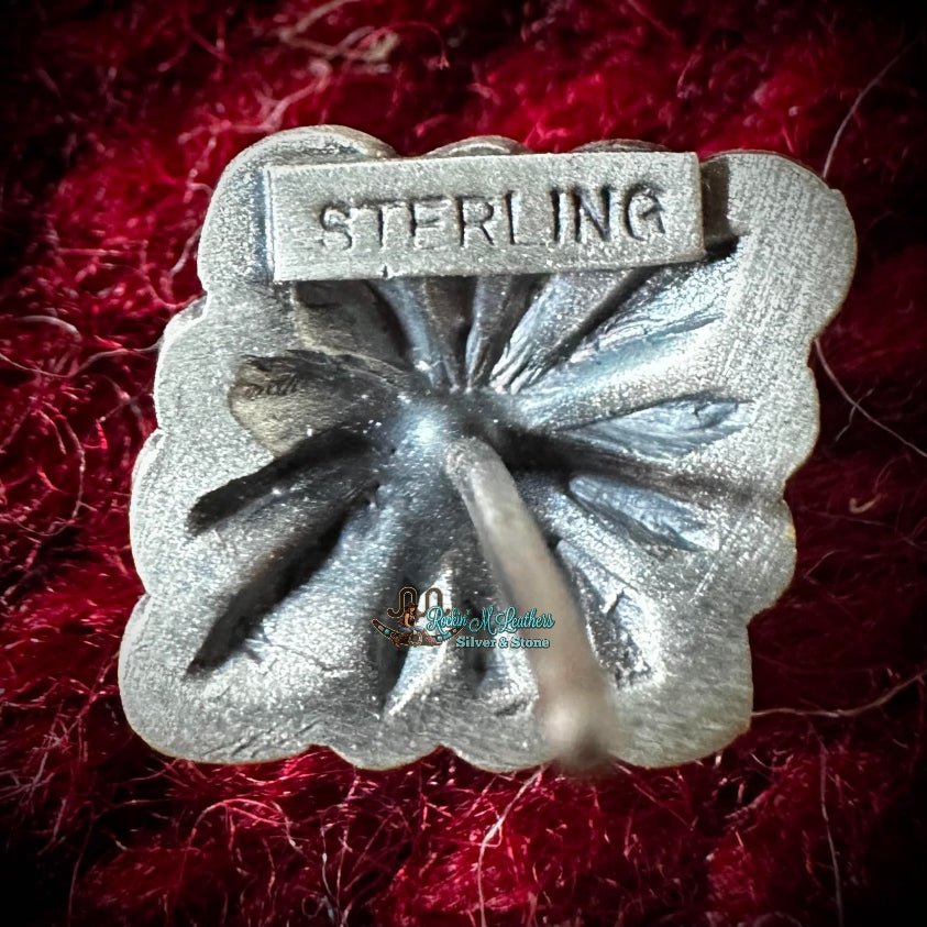 Sterling Silver Diamond Concho Studs by Terry Charlie - Native American Jewelry Terry Charlie