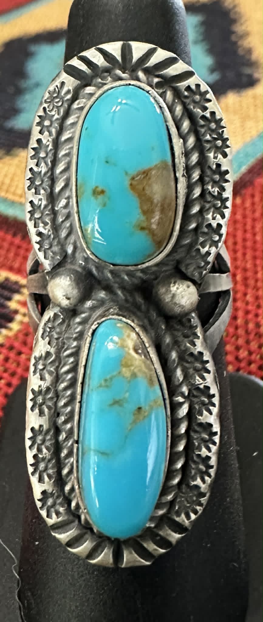 Sterling Silver Turquoise Size 6.75 Ring by L. Ganado - Native American Jewelry L. Ganado