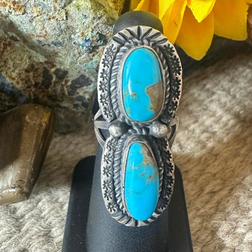 Sterling Silver Turquoise Size 6.75 Ring by L. Ganado - Native American Jewelry L. Ganado