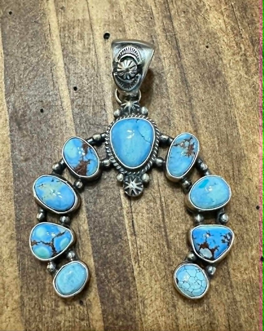Sterling Silver Golden Hills 9 Stone Naja Pendant by J. Begay - Native American Jewelry J. Begay