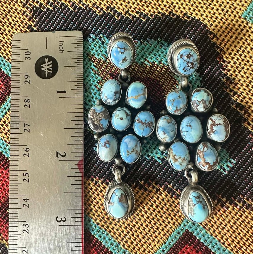 Sterling Silver & Golden Hills Cluster Dangle Earrings by Running Brave - Native American Jewelry Running Brave