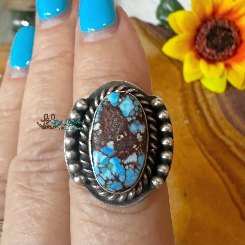Sterling Silver Golden Hills Ring Sz 6.5 Signed N - Native American Jewelry "N"