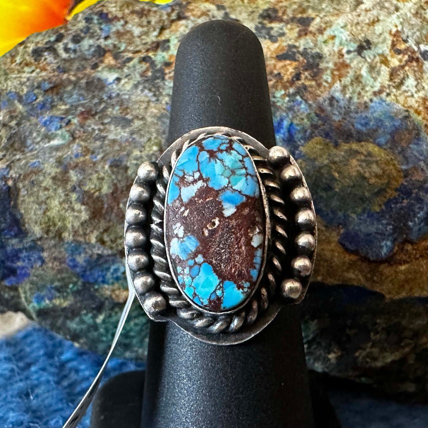 Sterling Silver Golden Hills Ring Sz 6.5 Signed N - Native American Jewelry "N"