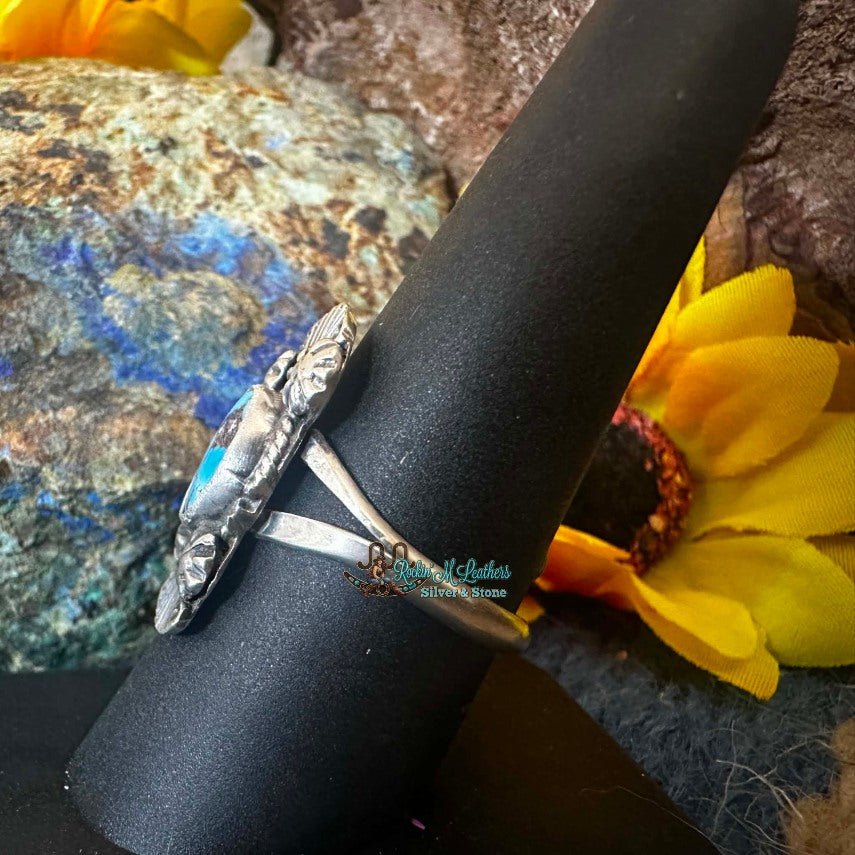 Sterling Silver Golden Hills Ring Sz 9 By Harrison Largo - Native American Jewelry Harrison Largo