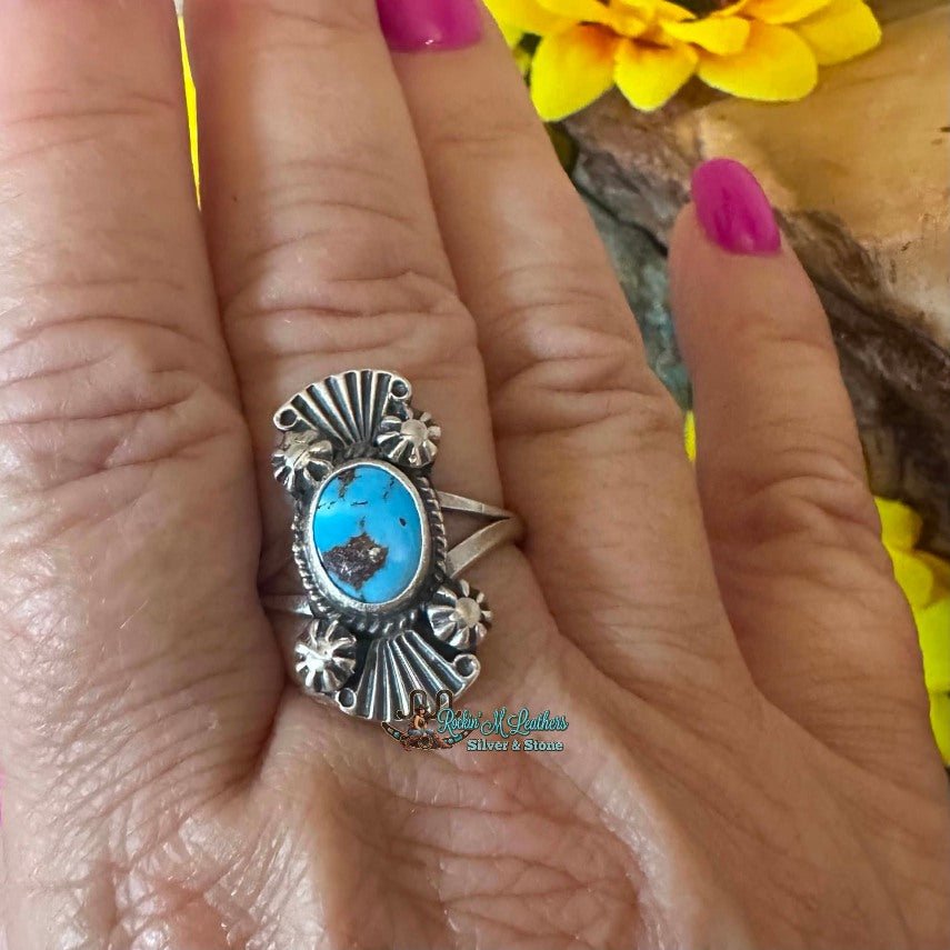 Sterling Silver Golden Hills Ring Sz 9 By Harrison Largo - Native American Jewelry Harrison Largo