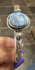 Sterling Silver & Golden Hills Turquoise Stone Bracelet By Samuel Yellowhair