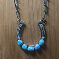 Sterling Silver & Golden Hills Turquoise Horseshoe Necklace by Jackson Hoskie - Native American Jewelry Jackson Hoskie