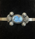 Sterling Silver & Golden Hills Turquoise Stone Bracelet By Genevieve Francisco - Native American Jewelry Genevieve Francisco