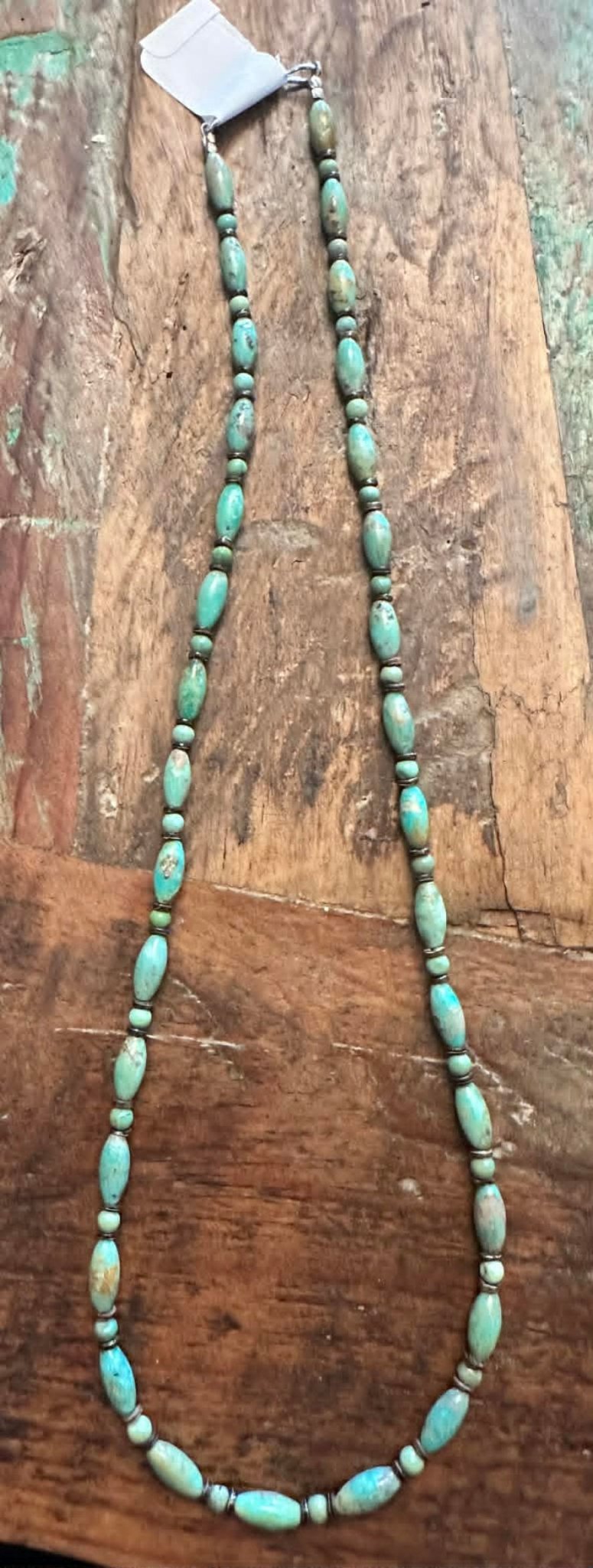 Sterling Silver Handstrung Turquoise Beaded Necklace by Marcella Bealle - Native American Jewelry Marcella Bealle