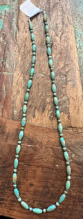 Sterling Silver Handstrung Turquoise Beaded Necklace by Marcella Bealle - Native American Jewelry Marcella Bealle