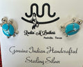 Sterling Silver & Inlay Turquoise Zuni Turtle Post Earrings - Rebecca Lalio - Native American Jewelry Rebecca Lalio