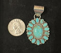 Sterling Silver Kingman Turquoise Cluster Pendant By EA - Native American Jewelry EA