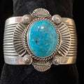 Sterling Silver & Kingman Turquoise Cuff by Garrett Hale - Native American Jewelry