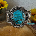 Sterling Silver & Kingman Turquoise Cuff by Jamison Hoskie - Native American Jewelry Jamison Hoskie