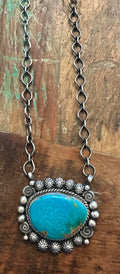Sterling Silver & Kingman Turquoise Necklace by R. Calladito - Native American Jewelry R. Calladito