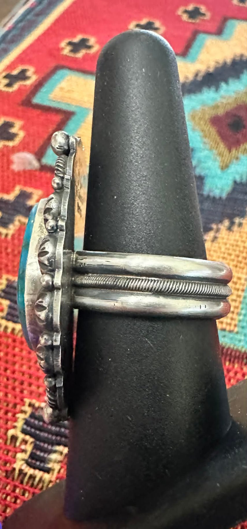 Sterling Silver Kingman Turquoise Ring Size 7.75 by R. Calladito - Native American Jewelry R. Calladito