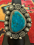 Sterling Silver Kingman Turquoise Ring Size 7.75 by R. Calladito - Native American Jewelry R. Calladito