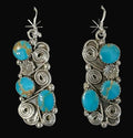 Sterling Silver Kingman Turquoise Swirl Earrings By Charlene Yazzie - Native American Jewelry Charlene Yazzie