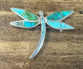 Sterling Silver Multi-Turquoise Inlay Dragon Fly Pin by "SS" - Native American Jewelry SS