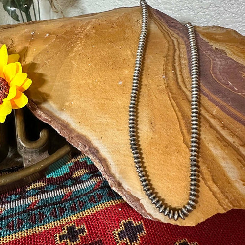 Sterling Silver Navajo Pearl 18" 5mm Handmade Rondelle Necklace by Bryannen Halwood - Native American Jewelry Bryannen Halwood