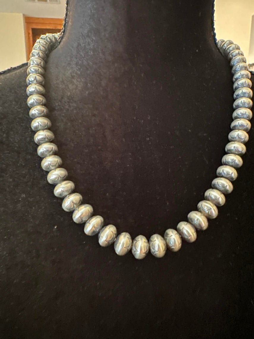 Sterling Silver Navajo Pearl 20.5" 10mm Handmade Necklace by Bryannen Hallwood - Native American Jewelry Bryannen Hallwood