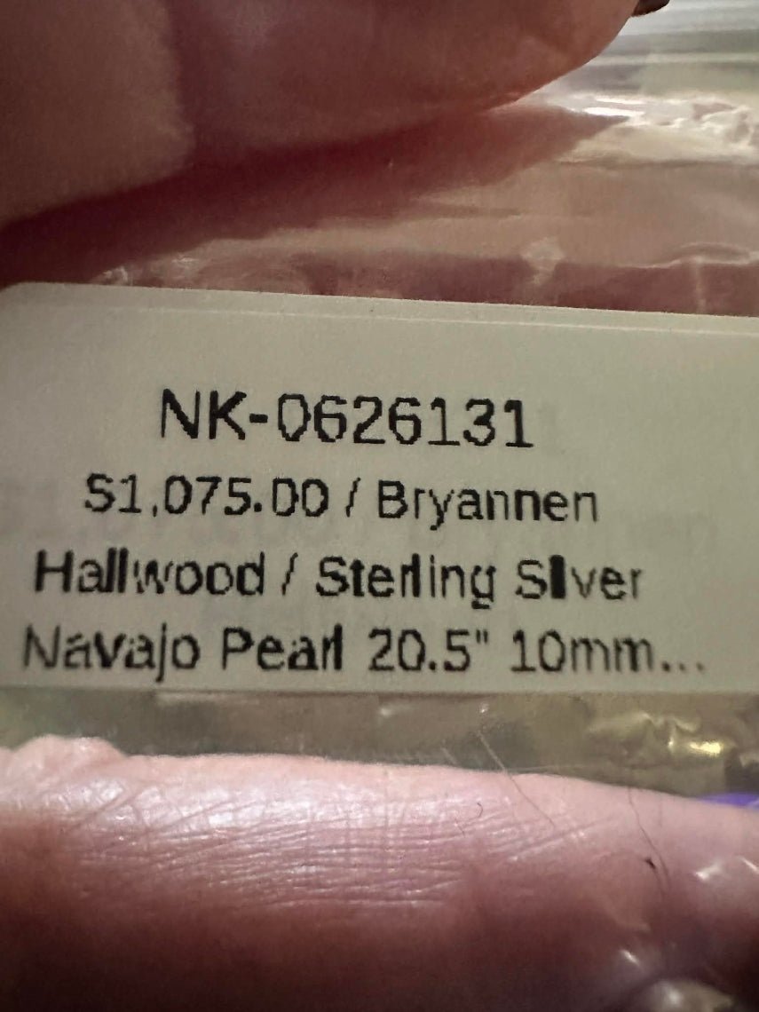 Sterling Silver Navajo Pearl 20.5" 10mm Handmade Necklace by Bryannen Hallwood - Native American Jewelry Bryannen Hallwood