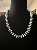 Sterling Silver Navajo Pearl 22" 14mm Handmade Rondelle Necklace by Bryannen Hallwood - Native American Jewelry Bryannen Hallwood