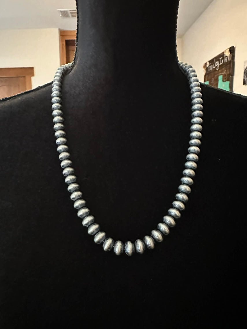 Sterling Silver Navajo Pearl 23" 9mm Handmade Necklace by Bryannen Hallwood - Native American Jewelry Bryannen Hallwood