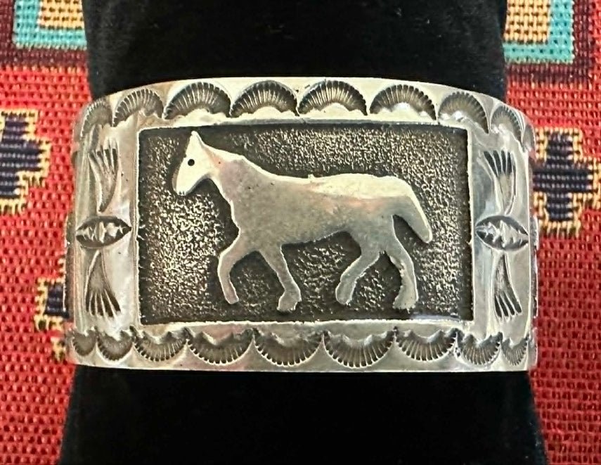Sterling Silver Navajo Storyteller Cuff Bracelet by Emmerson Kinsel - Native American Jewelry Emerson Kinsel