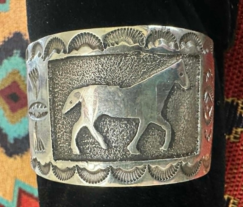 Sterling Silver Navajo Storyteller Cuff Bracelet by Emmerson Kinsel - Native American Jewelry Emerson Kinsel