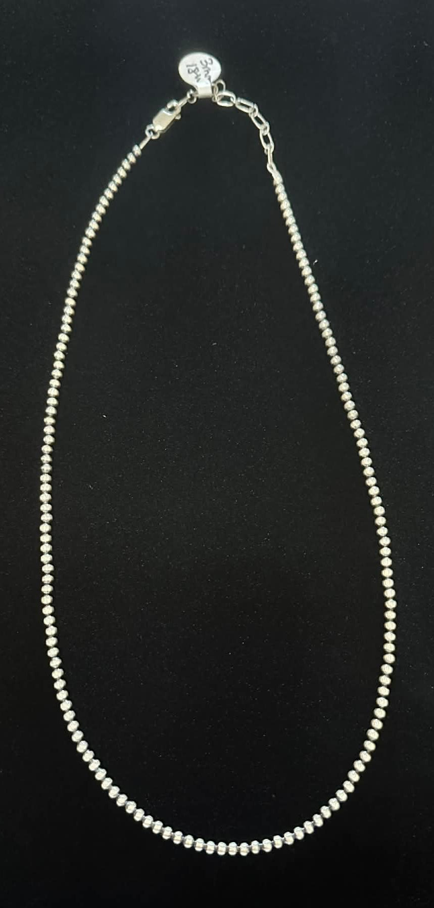 Sterling Silver Navajo Style Oxy Bead Necklace 18" with 2" extender - Native American Jewelry Rockin' M Leathers