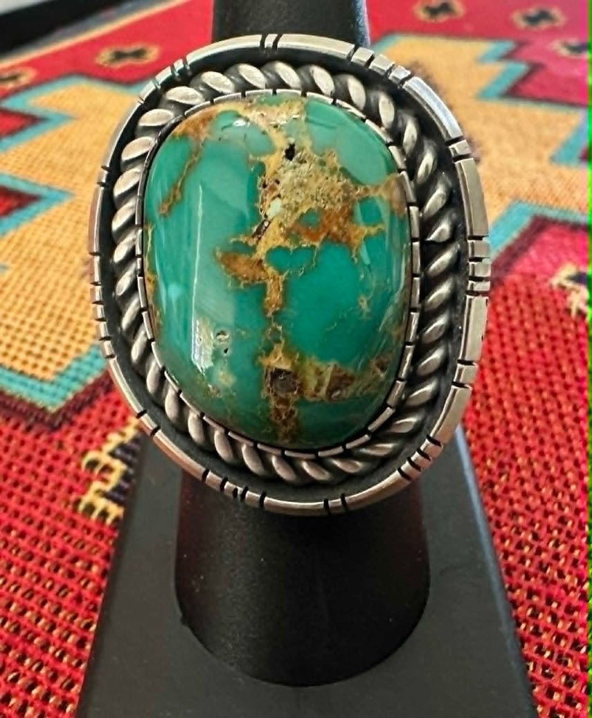 Sterling Silver Oval Royston Turquoise Ring Size 7.25 by Walter Vandever - Native American Jewelry Walter Vandever