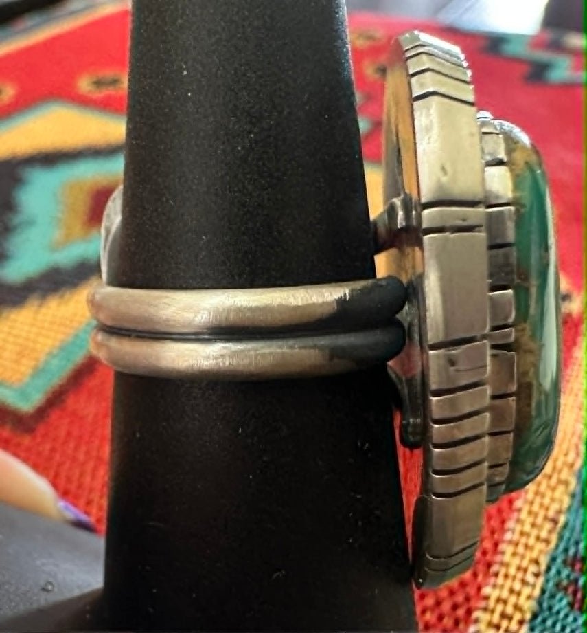 Sterling Silver Oval Royston Turquoise Ring Size 7.25 by Walter Vandever - Native American Jewelry Walter Vandever
