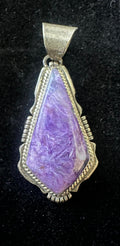 Sterling Silver Purple Charoite Pendant by Kathy Yazzie - Native American Jewelry Kathy Yazzie