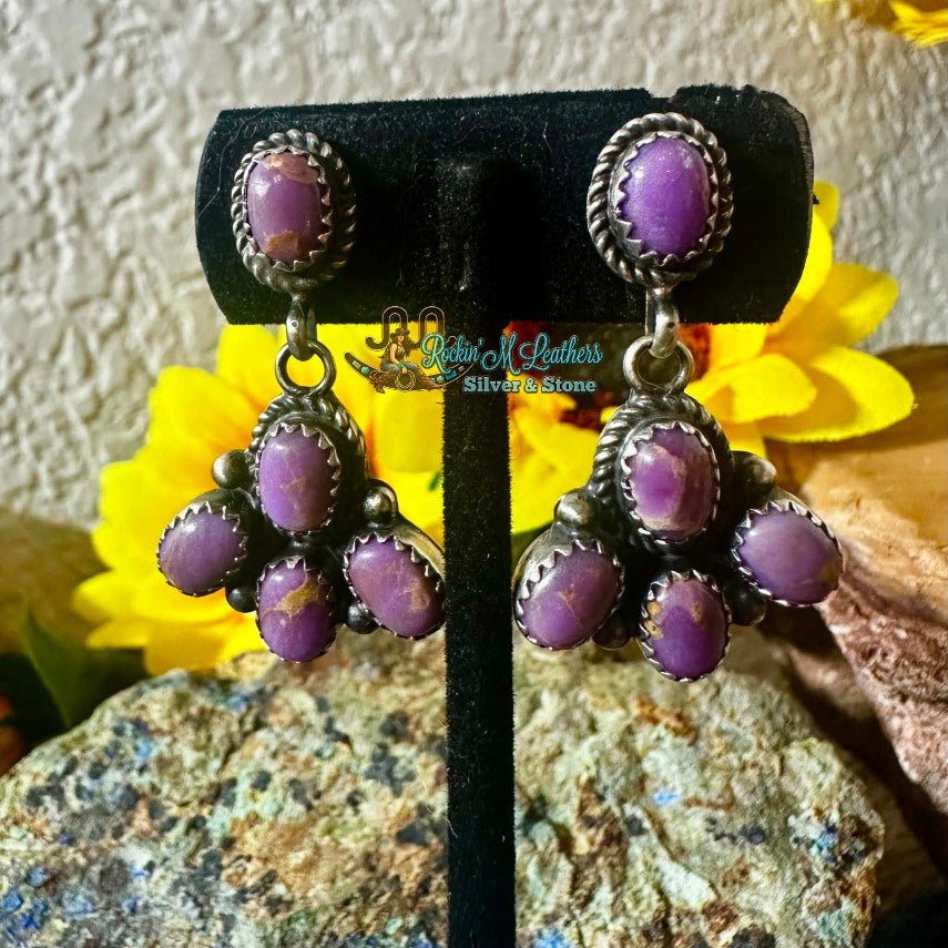 Sterling Silver Purple Desert Phosphosiderite Earrings by Pearlene Spencer - Native American Jewelry Pearlene Spencer