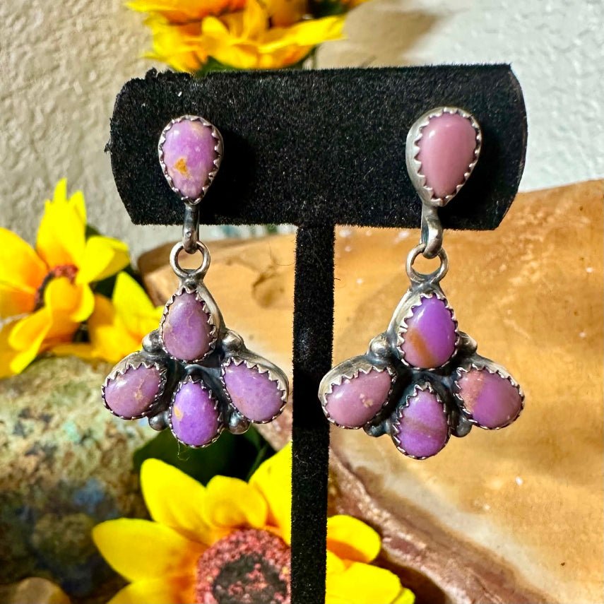 Sterling Silver Purple Desert Phosphosiderite Earrings by Pearlene Spencer - Native American Jewelry Pearlene Spencer