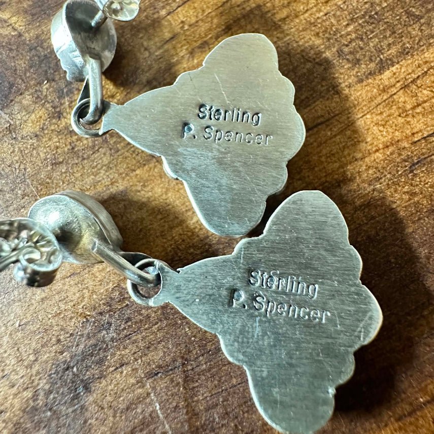 Sterling Silver Purple Desert Phosphosiderite Earrings by Pearlene Spencer - Native American Jewelry Pearlene Spencer