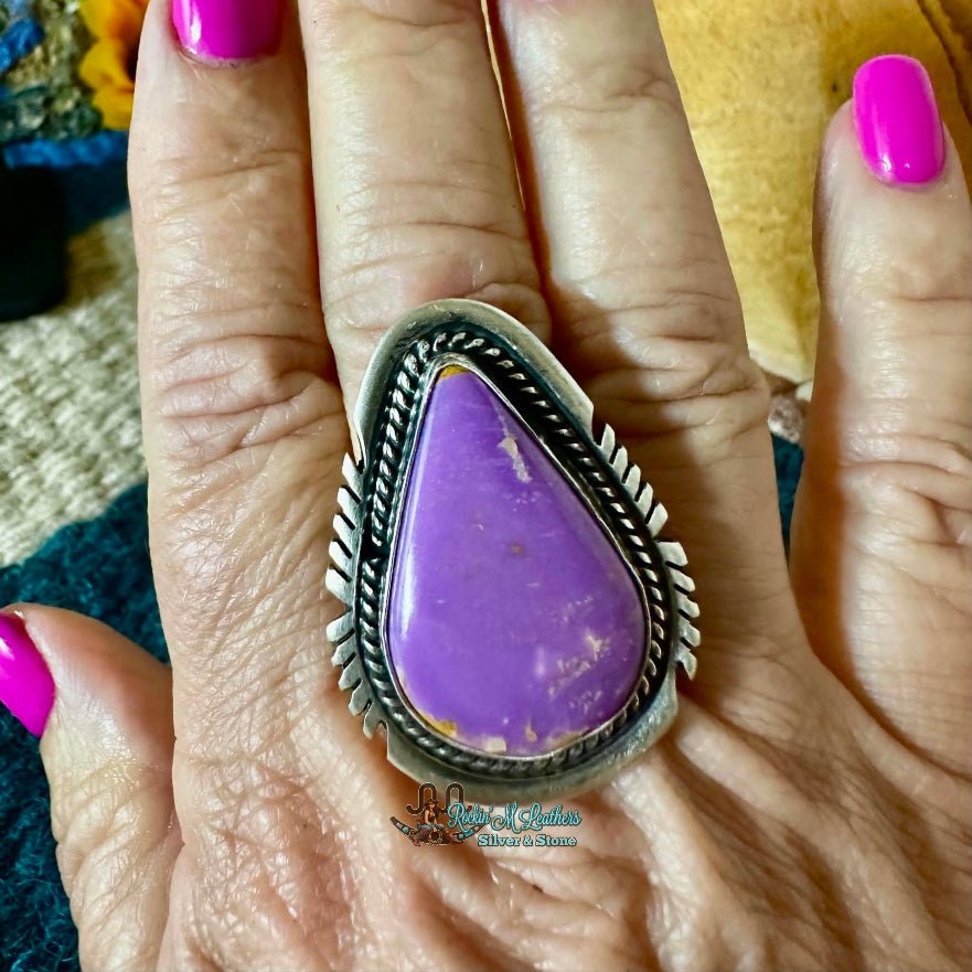 Sterling Silver Purple Desert Phosphosiderite Ring by Jon McCray - Native American Jewelry Jon McCray
