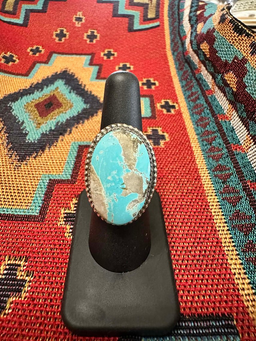 Sterling Silver Ribbon Royston Ring Size 7 by Earl Tom - Native American Jewelry Earl Tom