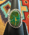 Sterling Silver Royston Oval size 8 Ring by Walter Vandever - Native American Jewelry Walter Vandever (WBV)