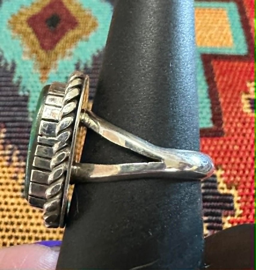 Sterling Silver Royston Oval size 8 Ring by Walter Vandever - Native American Jewelry Walter Vandever (WBV)