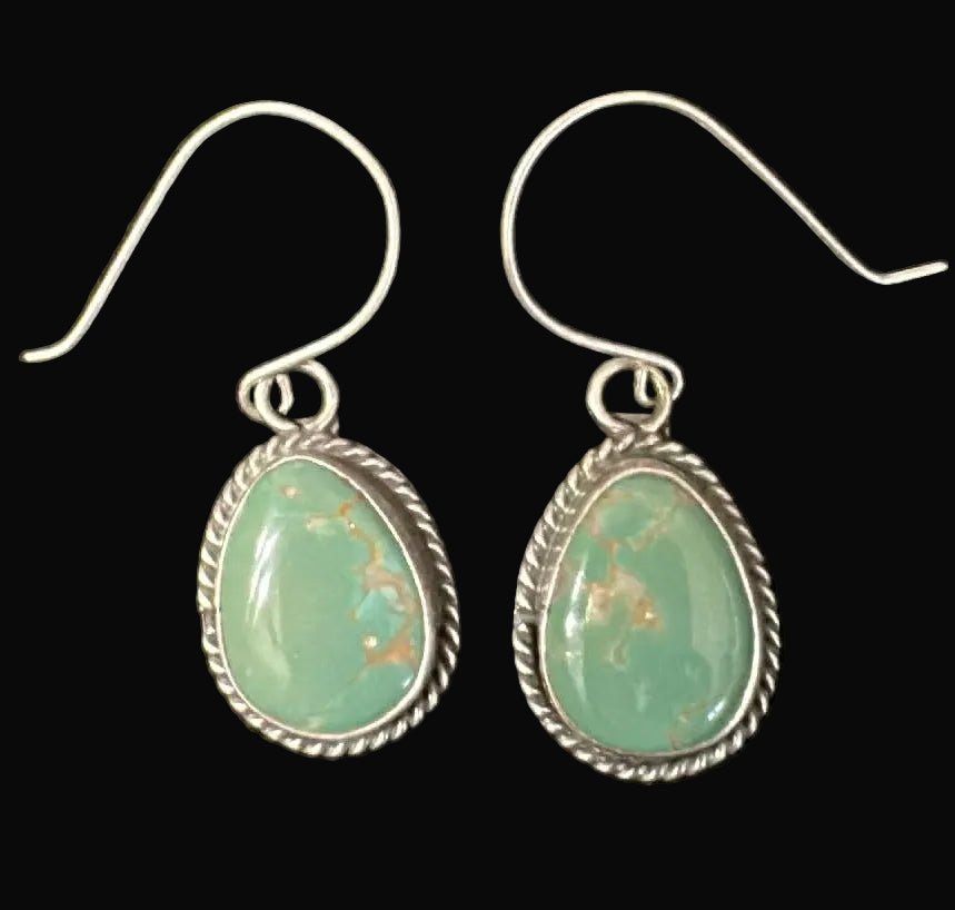 Sterling Silver Royston Small Oval Dangle Earrings By Rosemary Saunders - Native American Jewelry Rosemary Saunders