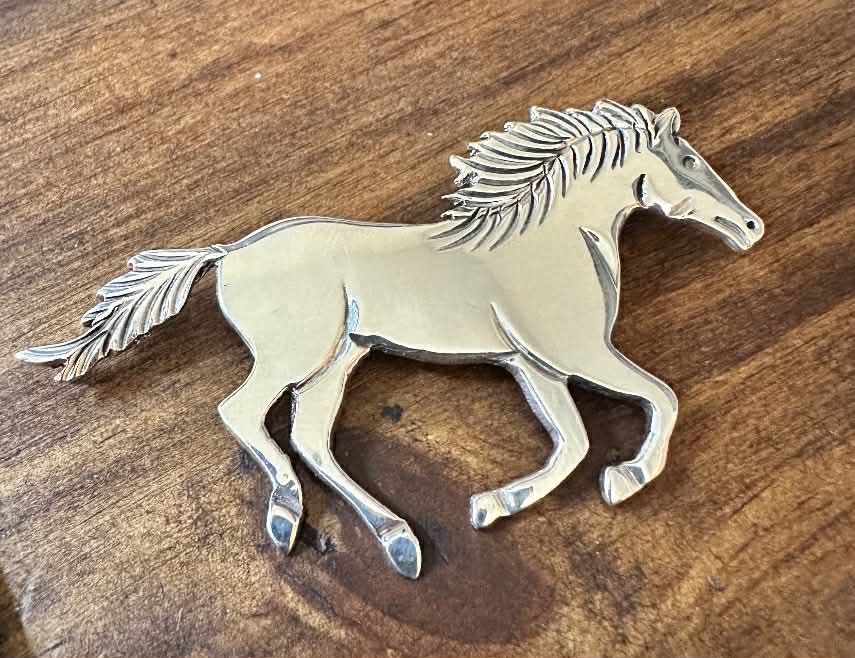 Sterling Silver Running Horse Pin by Robbie Manuelito