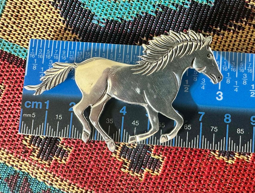 Sterling Silver Running Horse Pin by Robbie Manuelito - Native American Jewelry Robbie Manuelito