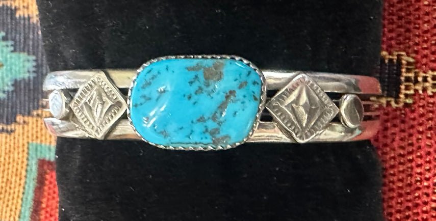 Sterling Silver & Sleeping Beauty Turquoise Bracelet By Patrick King - Native American Jewelry Patrick King