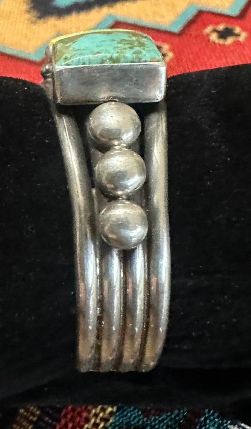 Sterling Silver Sonoran Gold 3-Square Stone Cuff By Nila Cook Johnson - Native American Jewelry Nila Cook Johnson